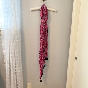 Pink Tassel Floral Scarf/Shawl